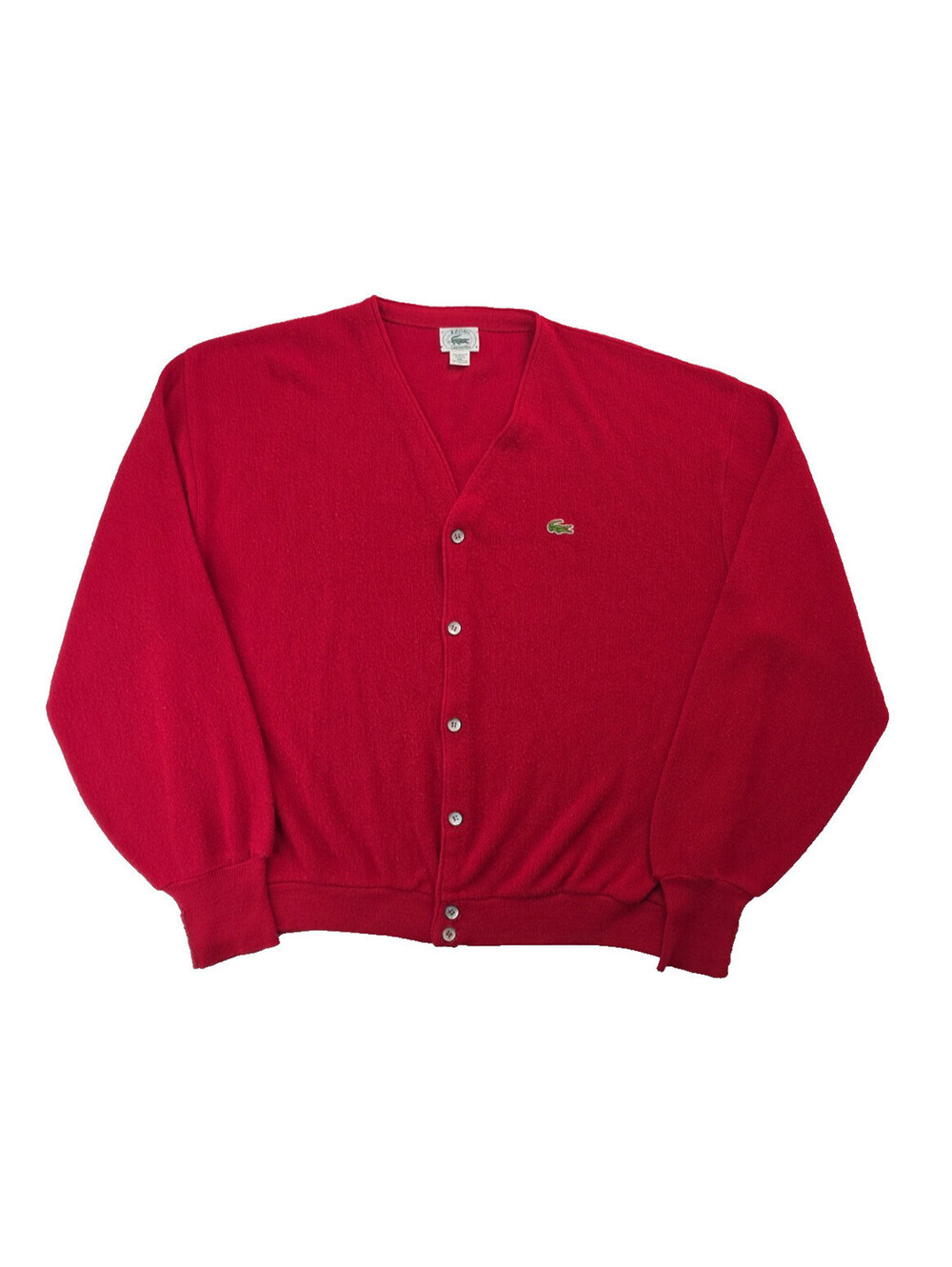 Izod Lacoste Vintage Red Cardigan Sweater Mens Size XXL 2XL